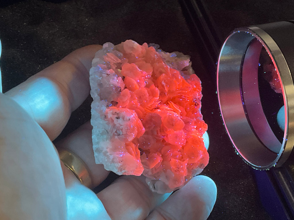 114g Schistose Calcite on Hematite/Goethite Spotted Quartz Cluster 2C