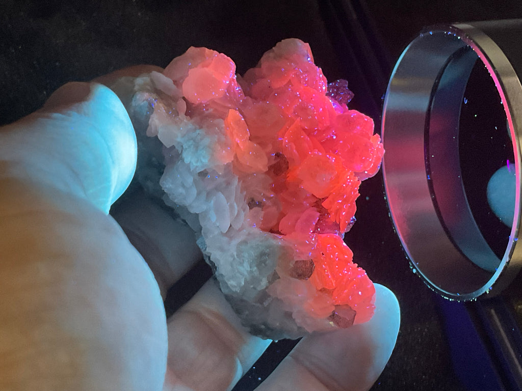 116g Schistose Calcite on Hematite/Goethite Spotted Quartz Cluster 3B