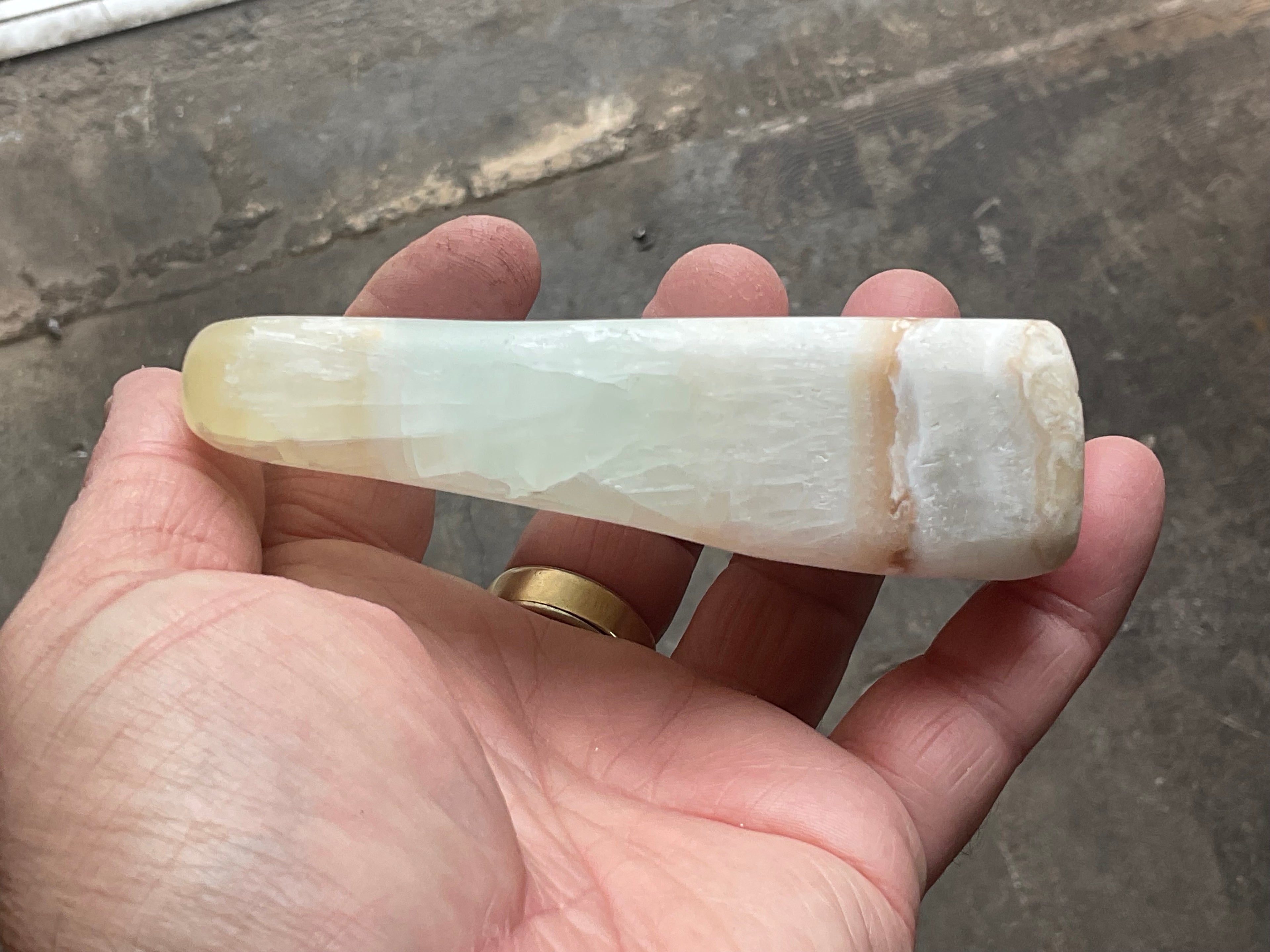 271g Pistachio Calcite Freeform 3A