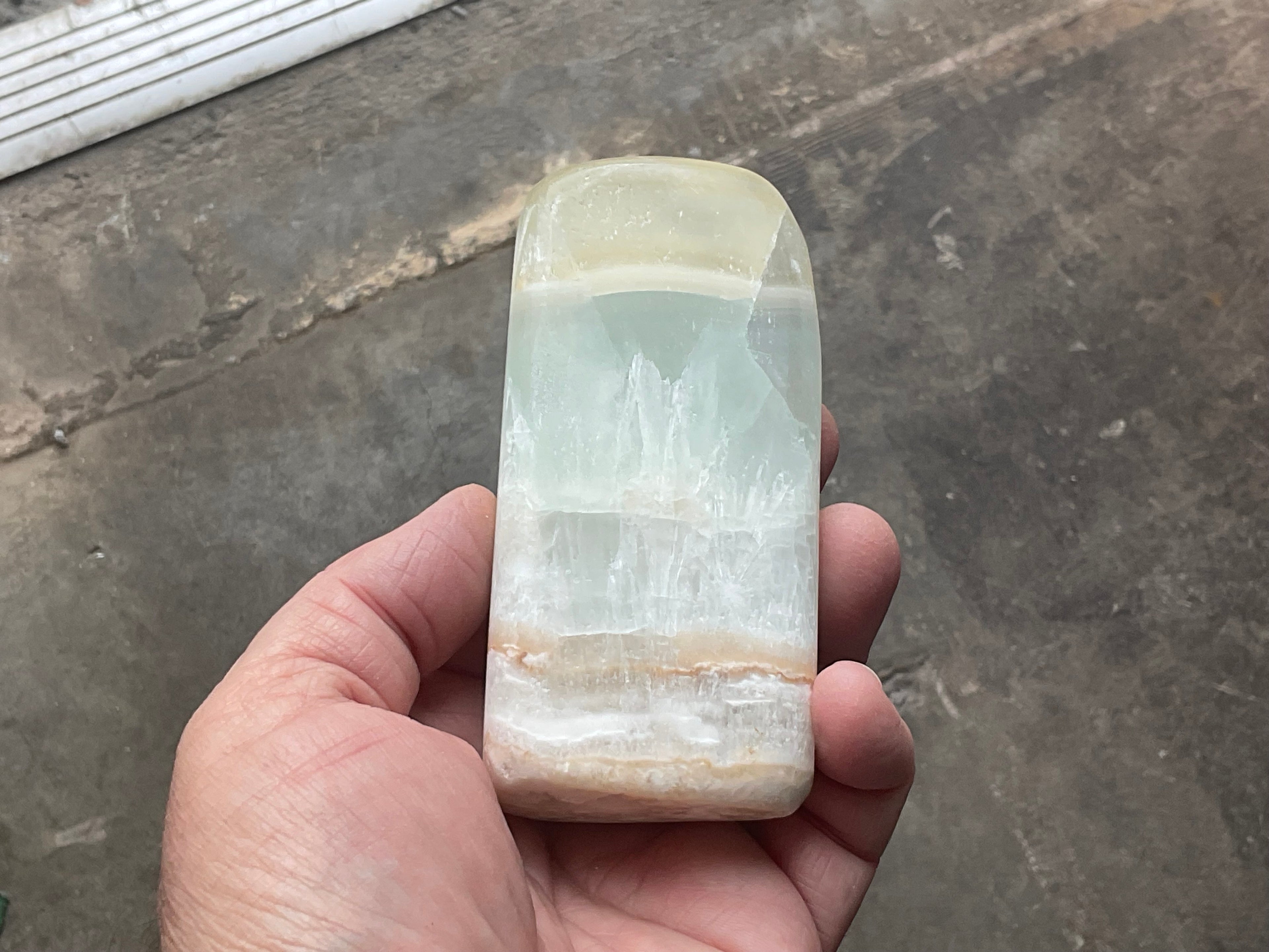 271g Pistachio Calcite Freeform 3A