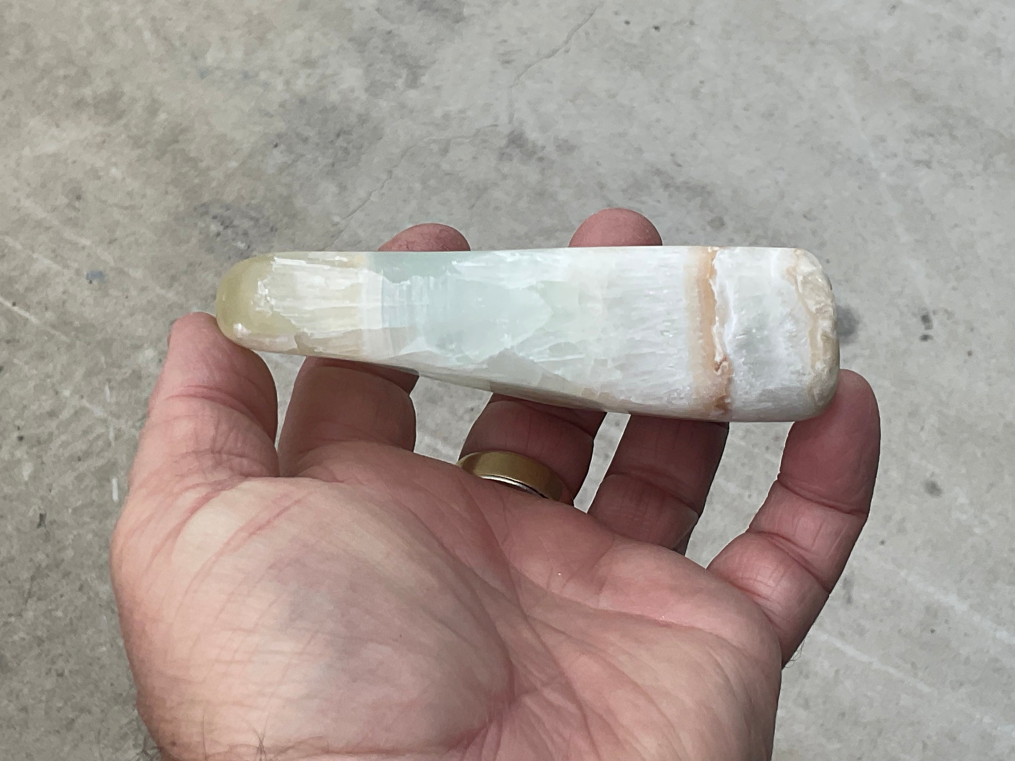 271g Pistachio Calcite Freeform 3A