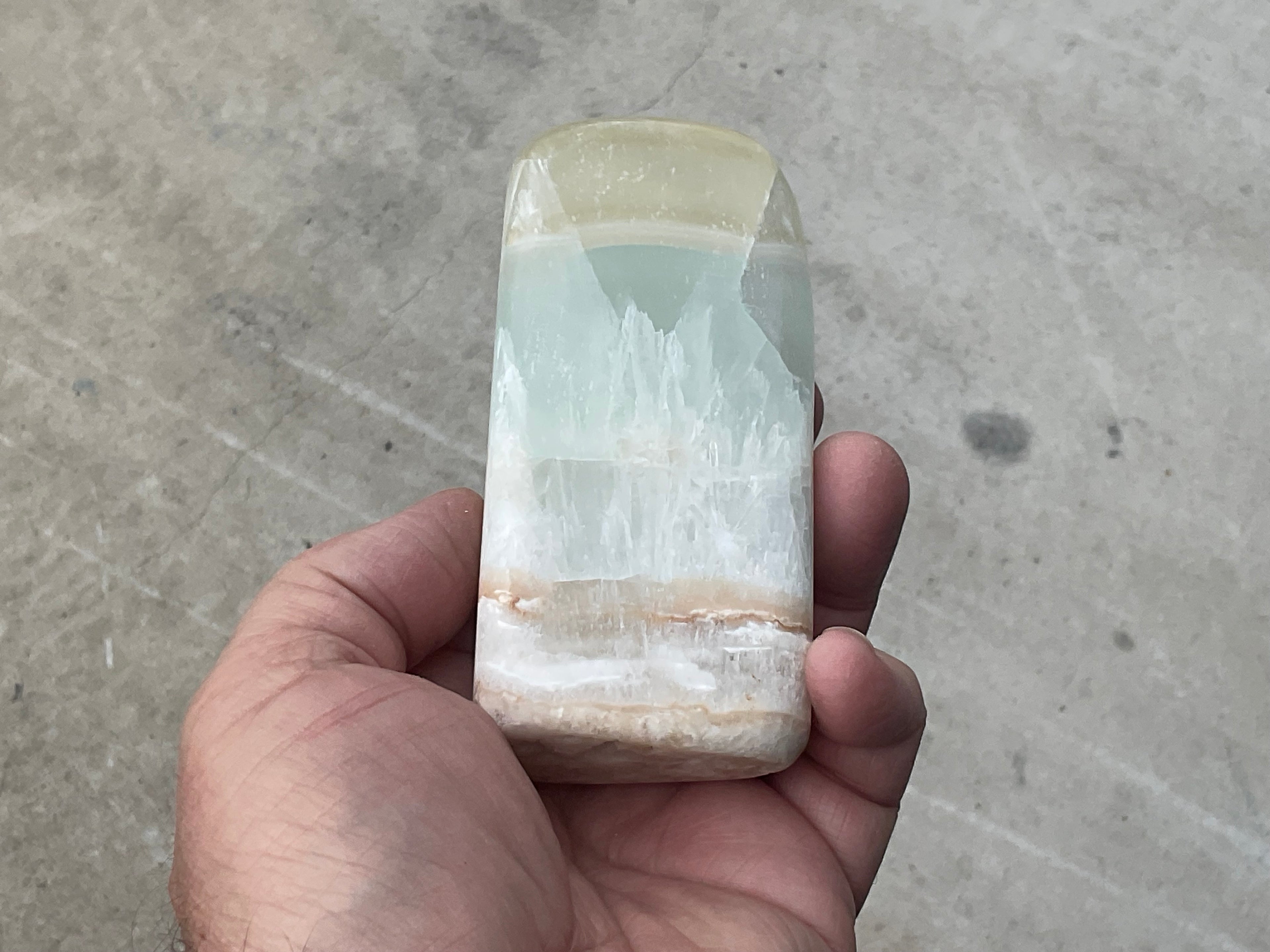 271g Pistachio Calcite Freeform 3A