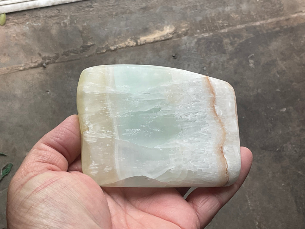 362g Pistachio Calcite Freeform 3B