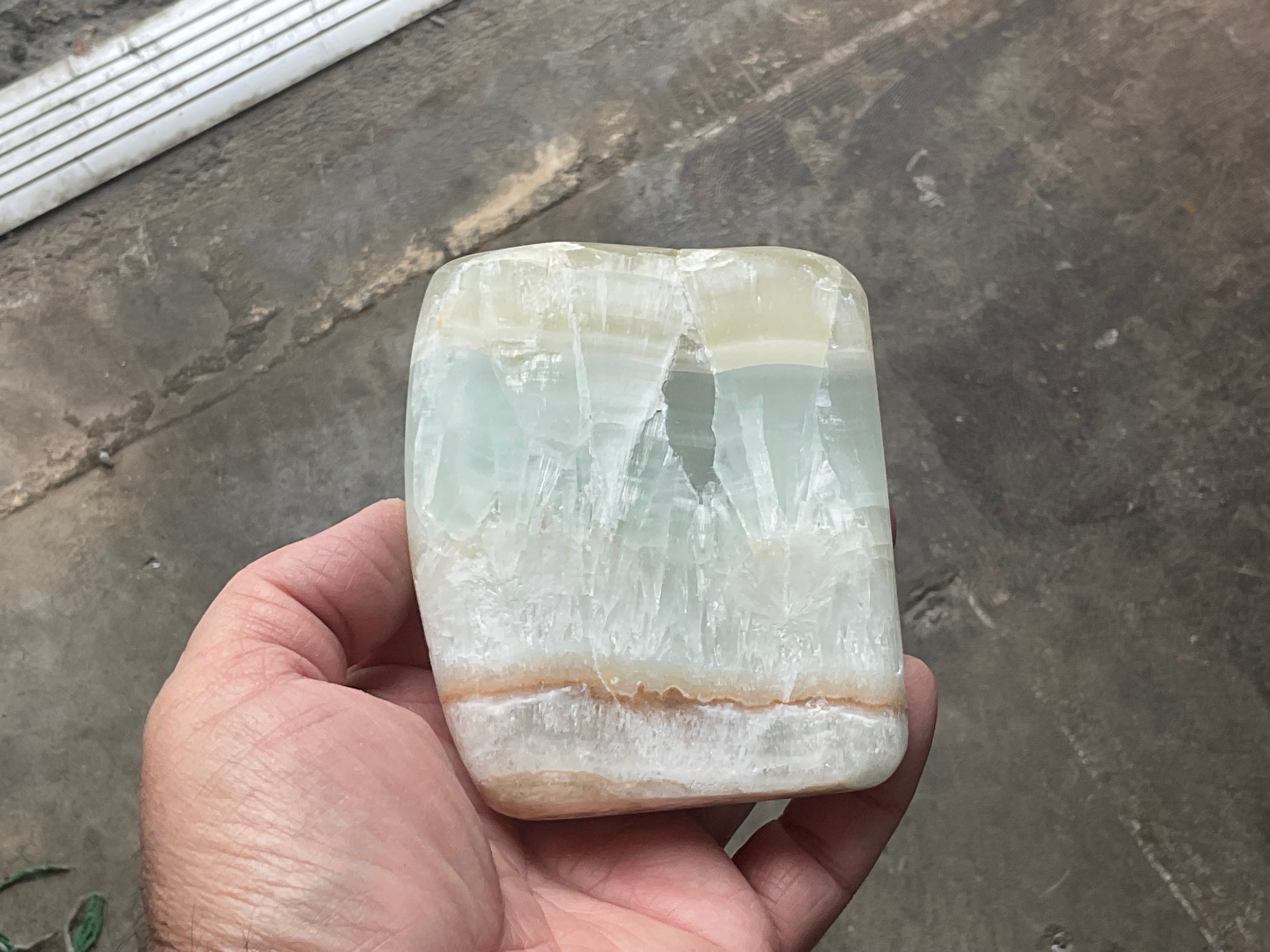 362g Pistachio Calcite Freeform 3B