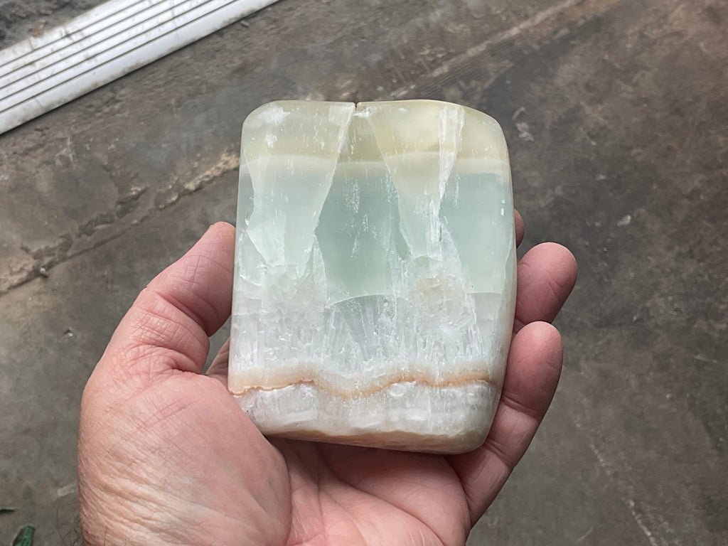 362g Pistachio Calcite Freeform 3B