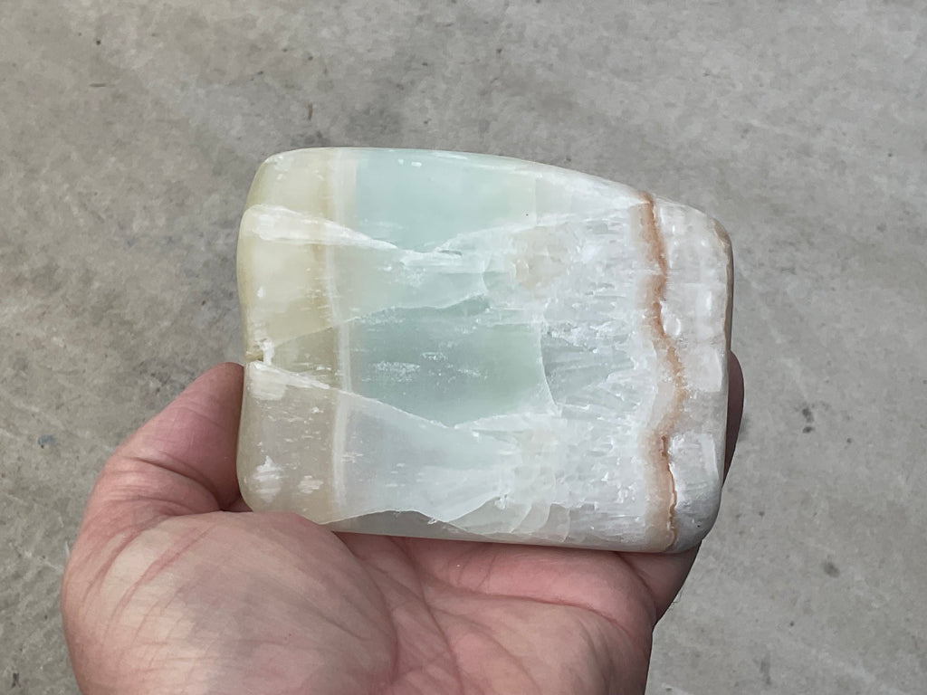362g Pistachio Calcite Freeform 3B