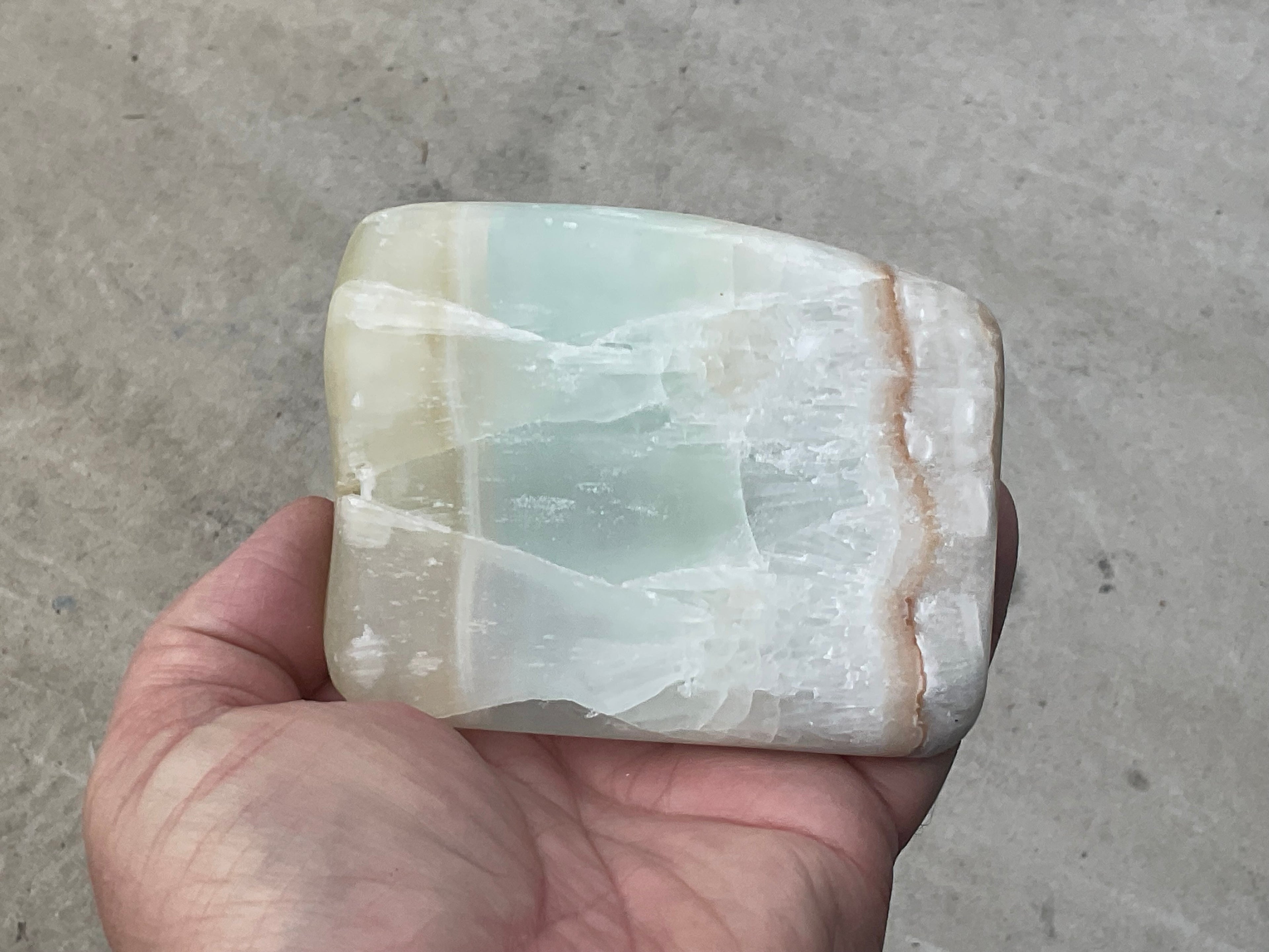 362g Pistachio Calcite Freeform 3B