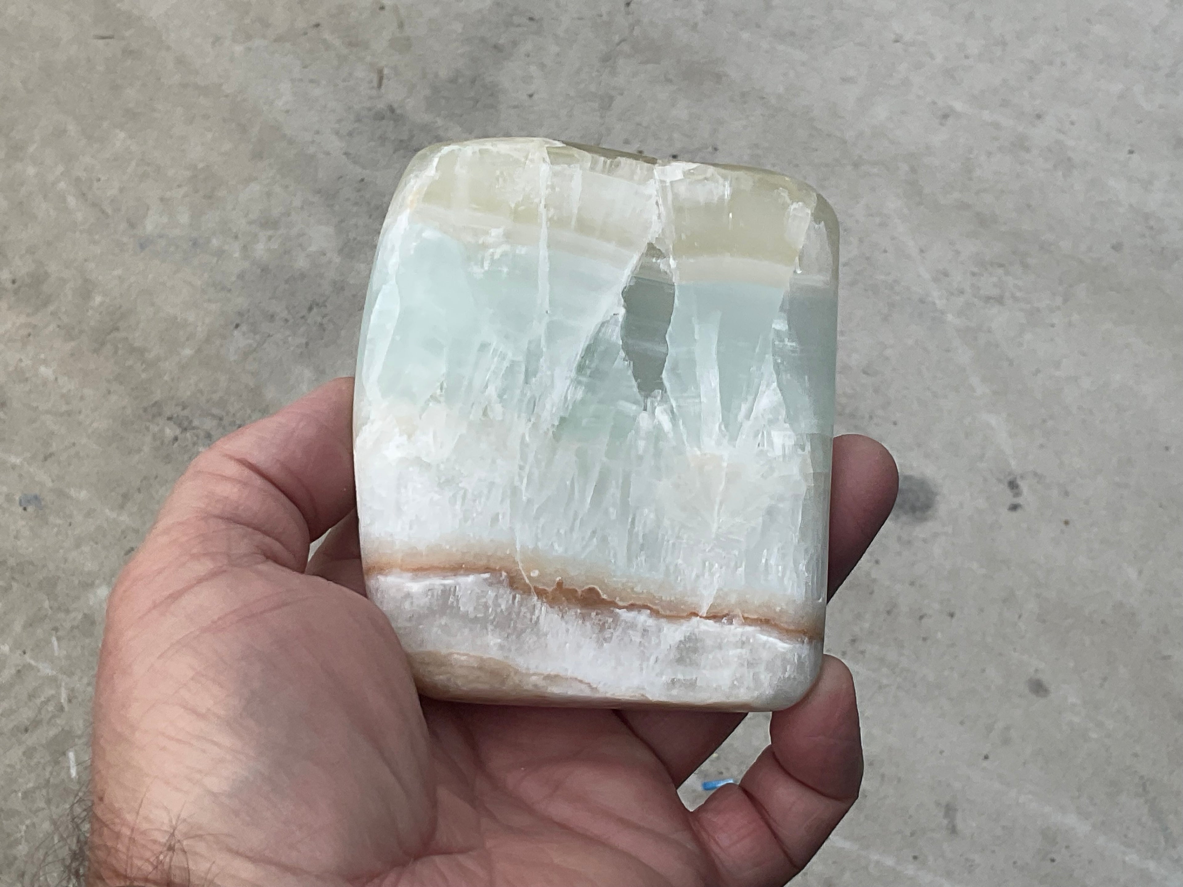 362g Pistachio Calcite Freeform 3B