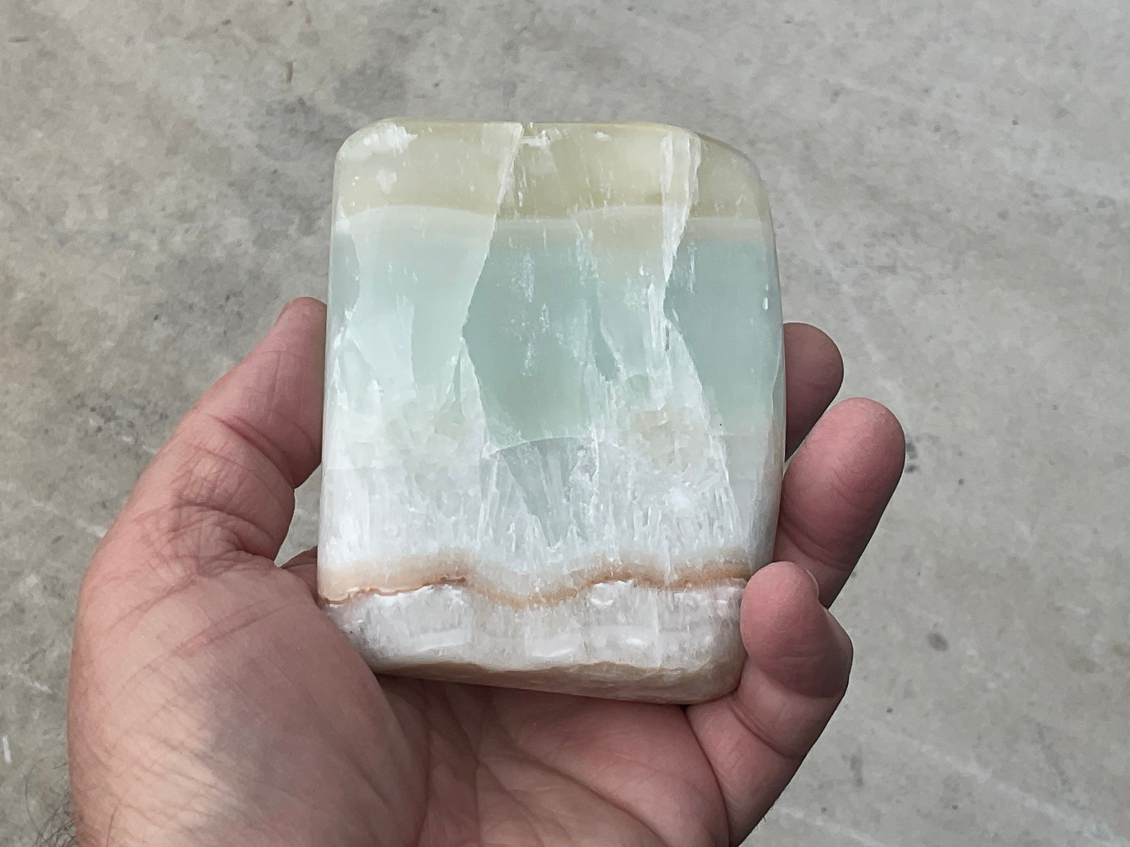 362g Pistachio Calcite Freeform 3B