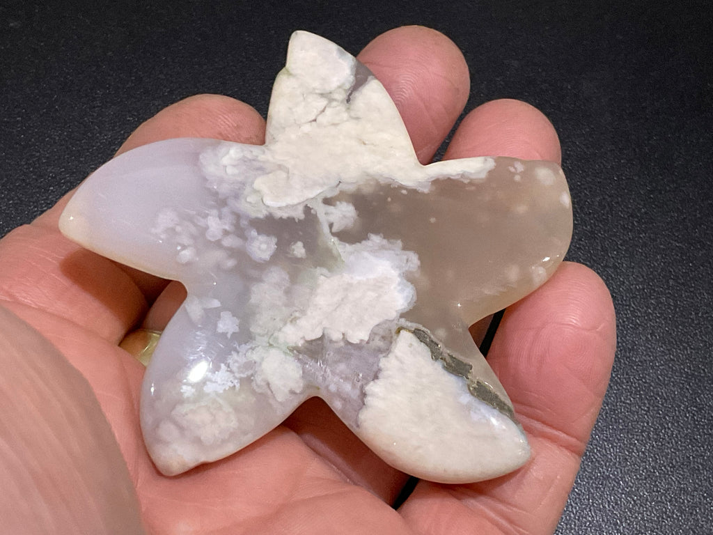 52g Flower Agate Starfish Palmstone 1A
