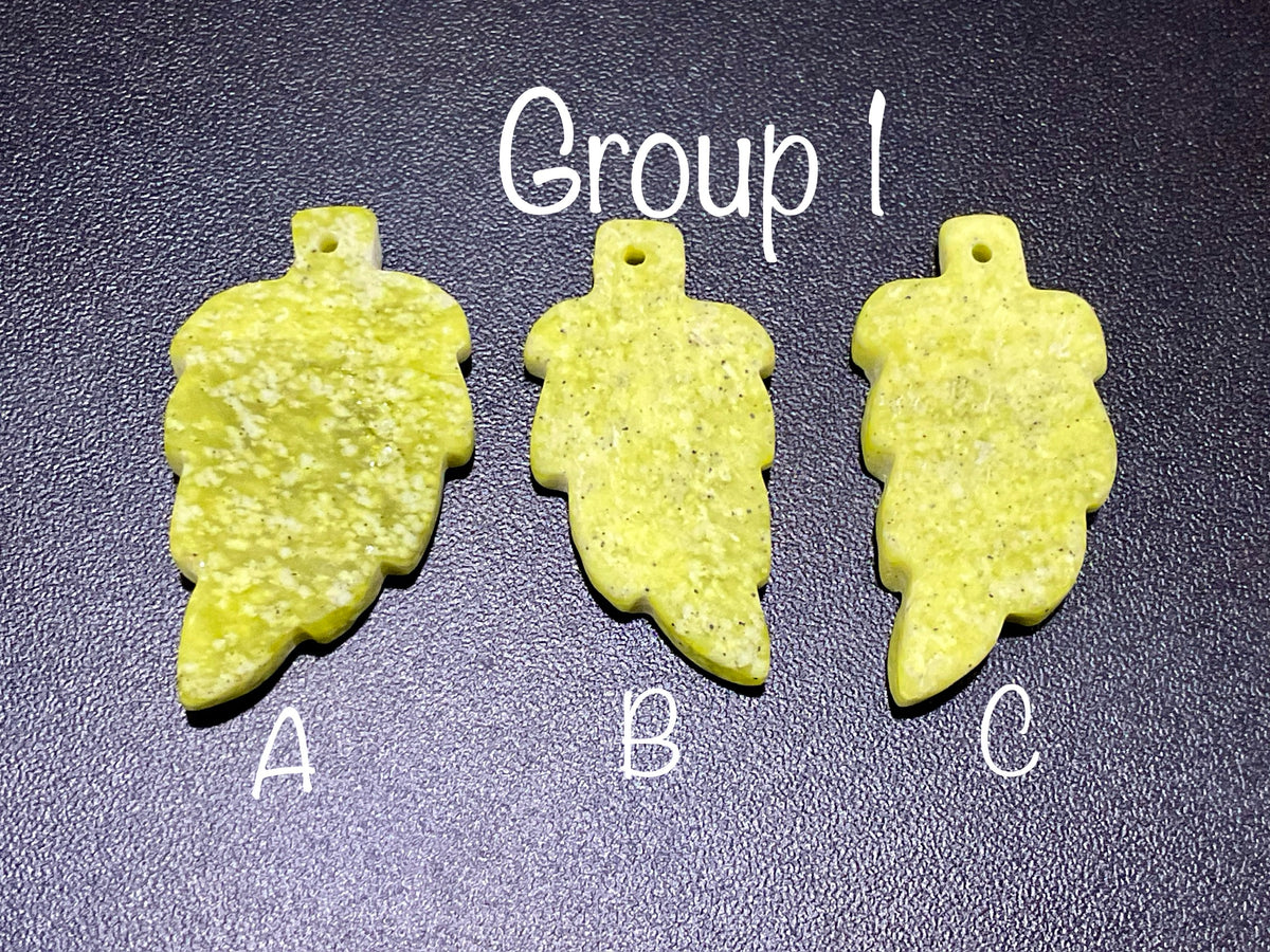 Lime Green Pakistan Asterite Drilled Leaf Pendant Group 1