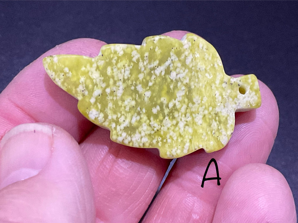 Lime Green Pakistan Asterite Drilled Leaf Pendant Group 1
