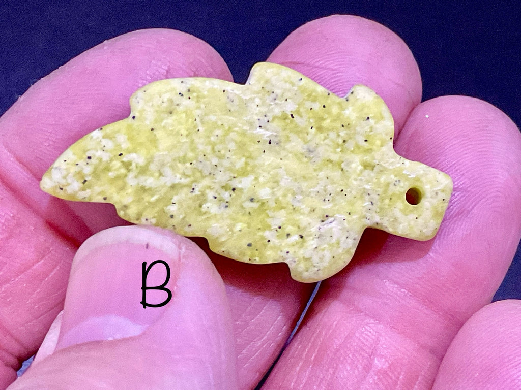 Lime Green Pakistan Asterite Drilled Leaf Pendant Group 1