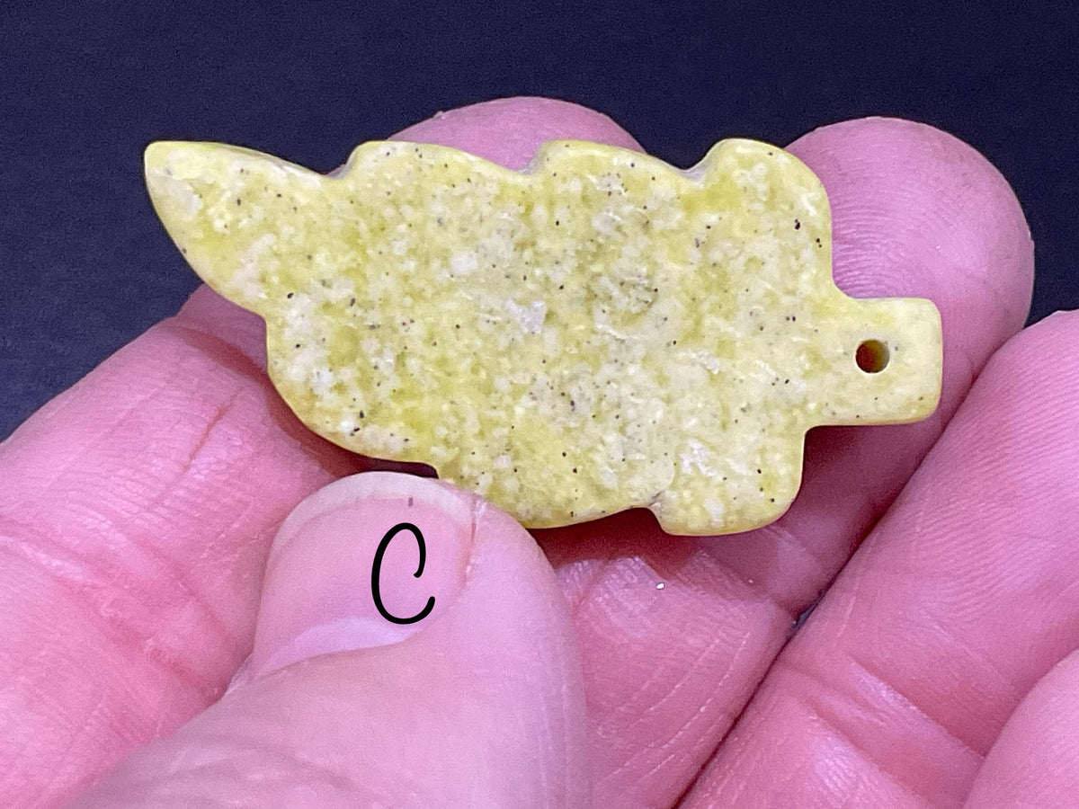 Lime Green Pakistan Asterite Drilled Leaf Pendant Group 1