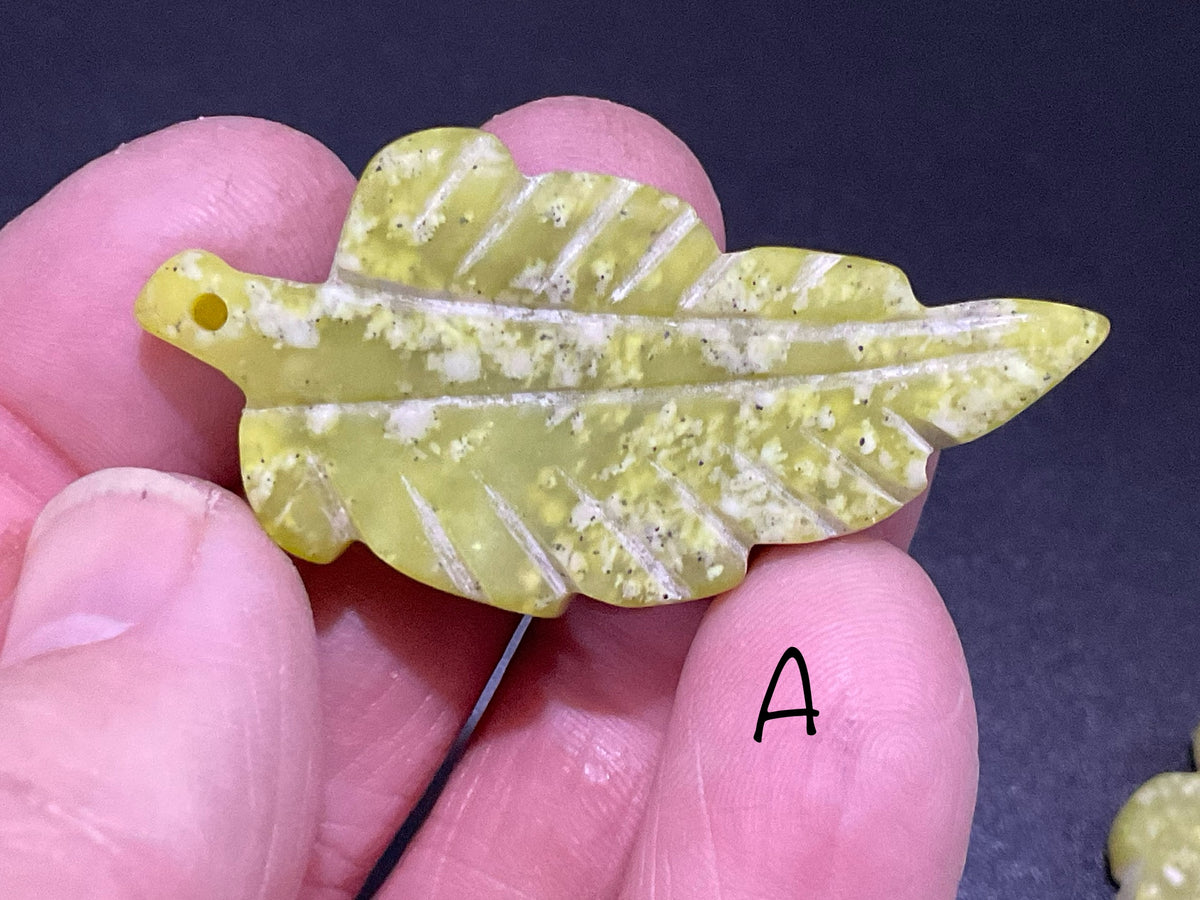 Lime Green Pakistan Asterite Leaf Pendant Group 3