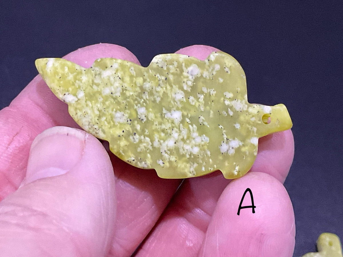 Lime Green Pakistan Asterite Leaf Pendant Group 3