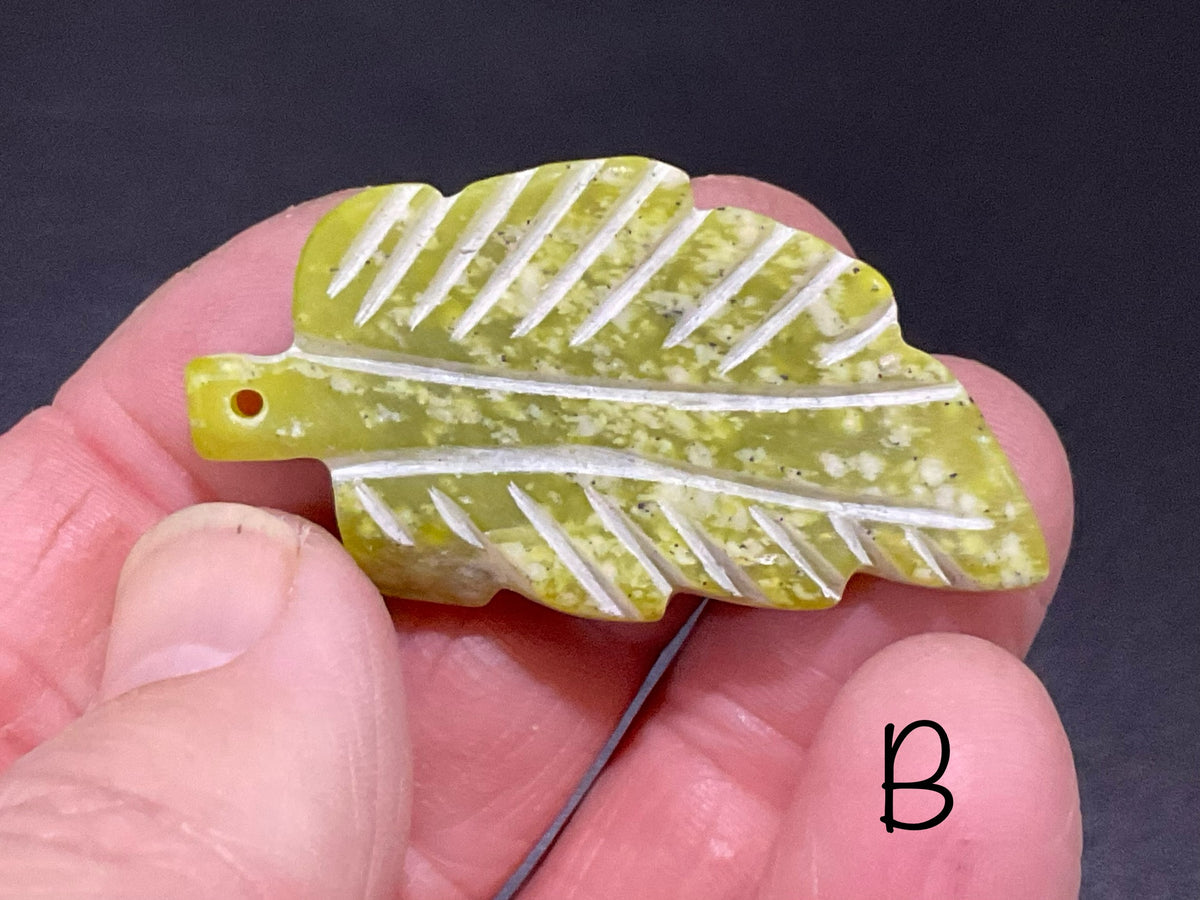 Lime Green Pakistan Asterite Leaf Pendant Group 3