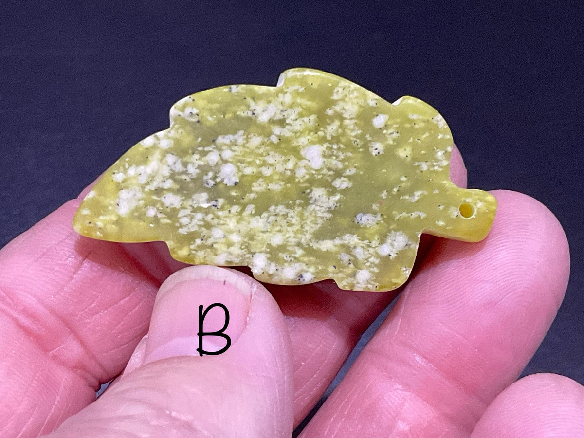 Lime Green Pakistan Asterite Leaf Pendant Group 3