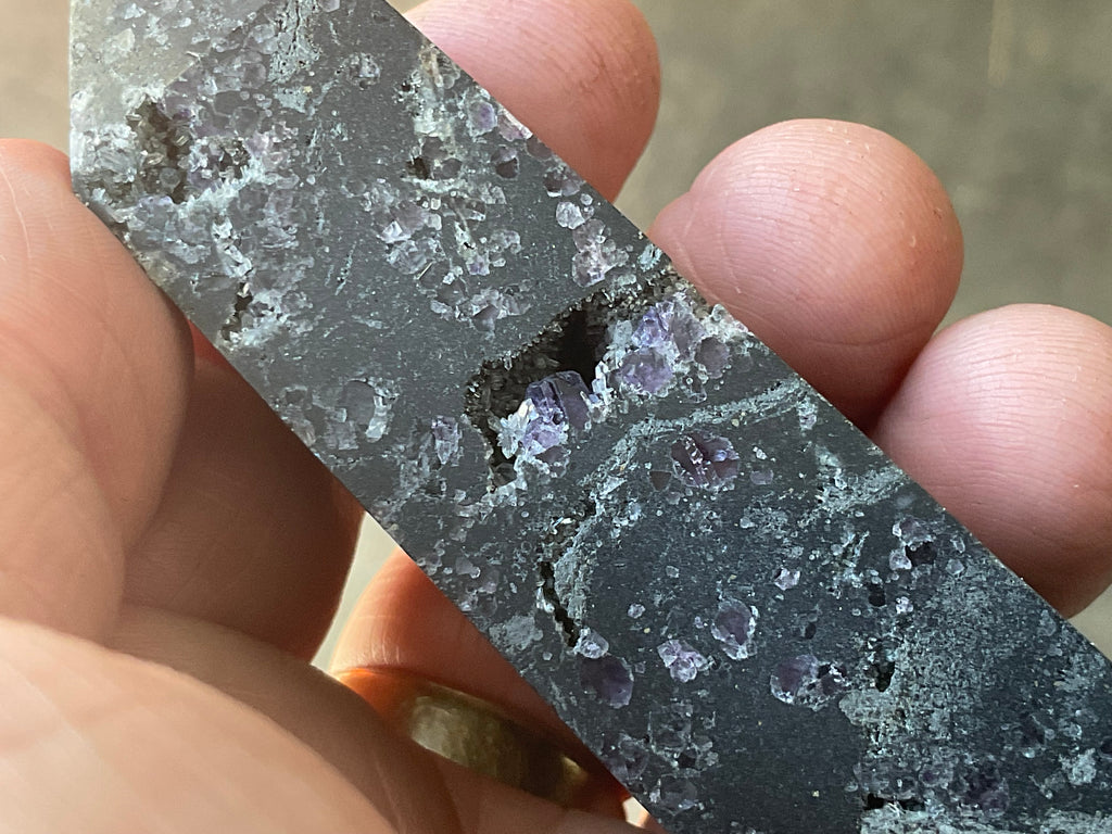90g Chalcedony on Druzy Quartz Generator with Lavender Fluorite and Clear Quartz 1B