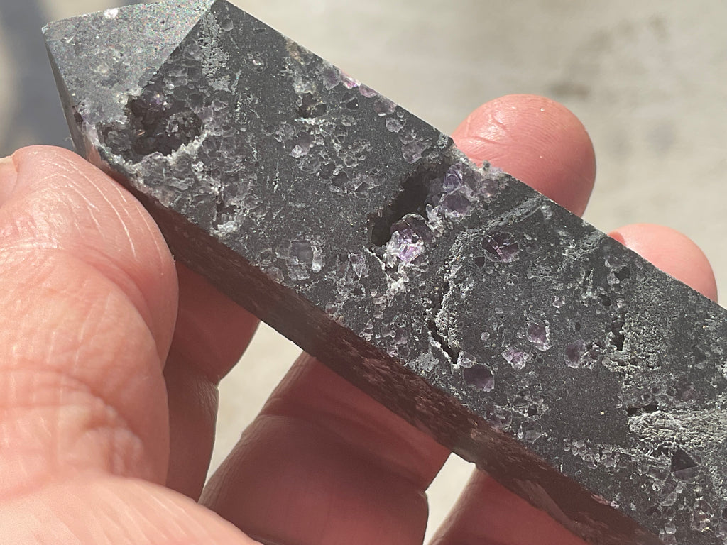 90g Chalcedony on Druzy Quartz Generator with Lavender Fluorite and Clear Quartz 1B