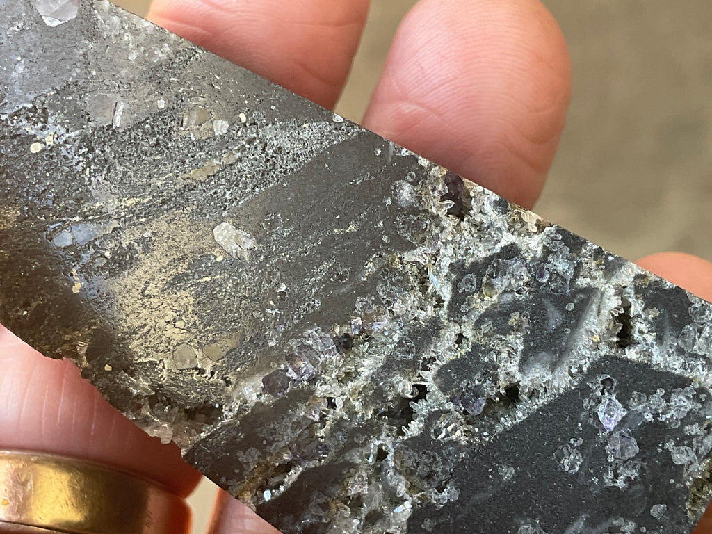 100g Chalcedony on Druzy Quartz Generator With Lavender Fluorite and Clear Quartz 2A