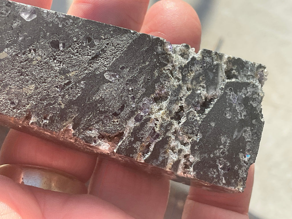 100g Chalcedony on Druzy Quartz Generator With Lavender Fluorite and Clear Quartz 2A