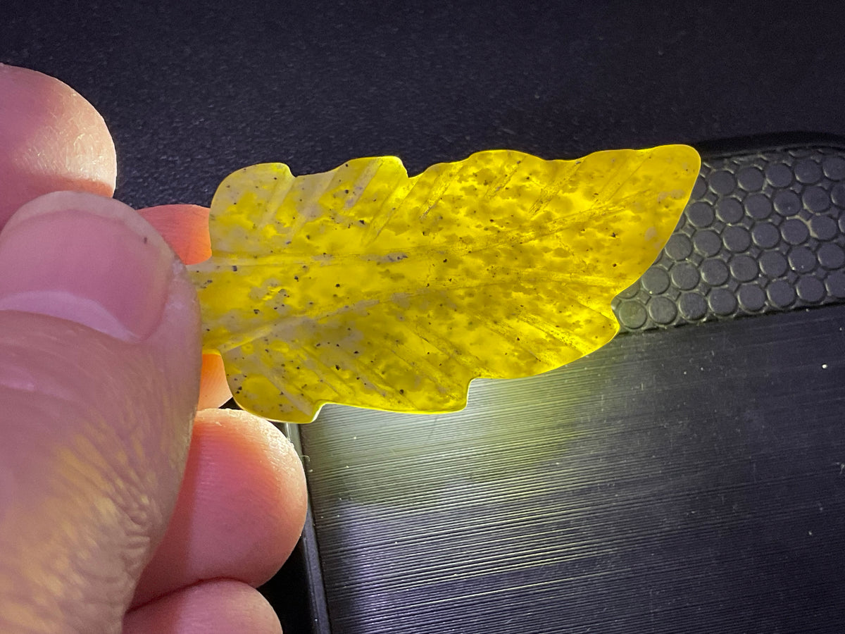 Lime Green Pakistan Asterite Drilled Leaf Pendant Group 1
