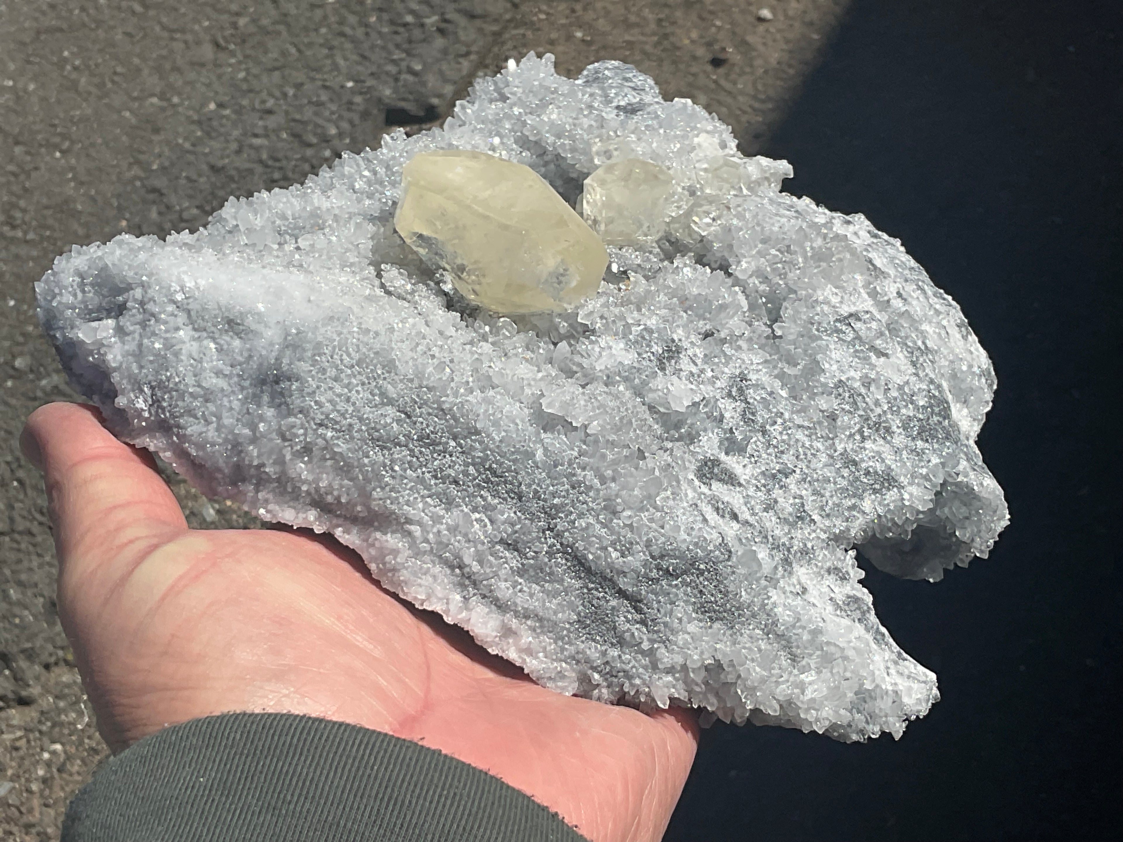 1.382kg XL Diamond Calcite on Quartz/Sphalerite Specimen
