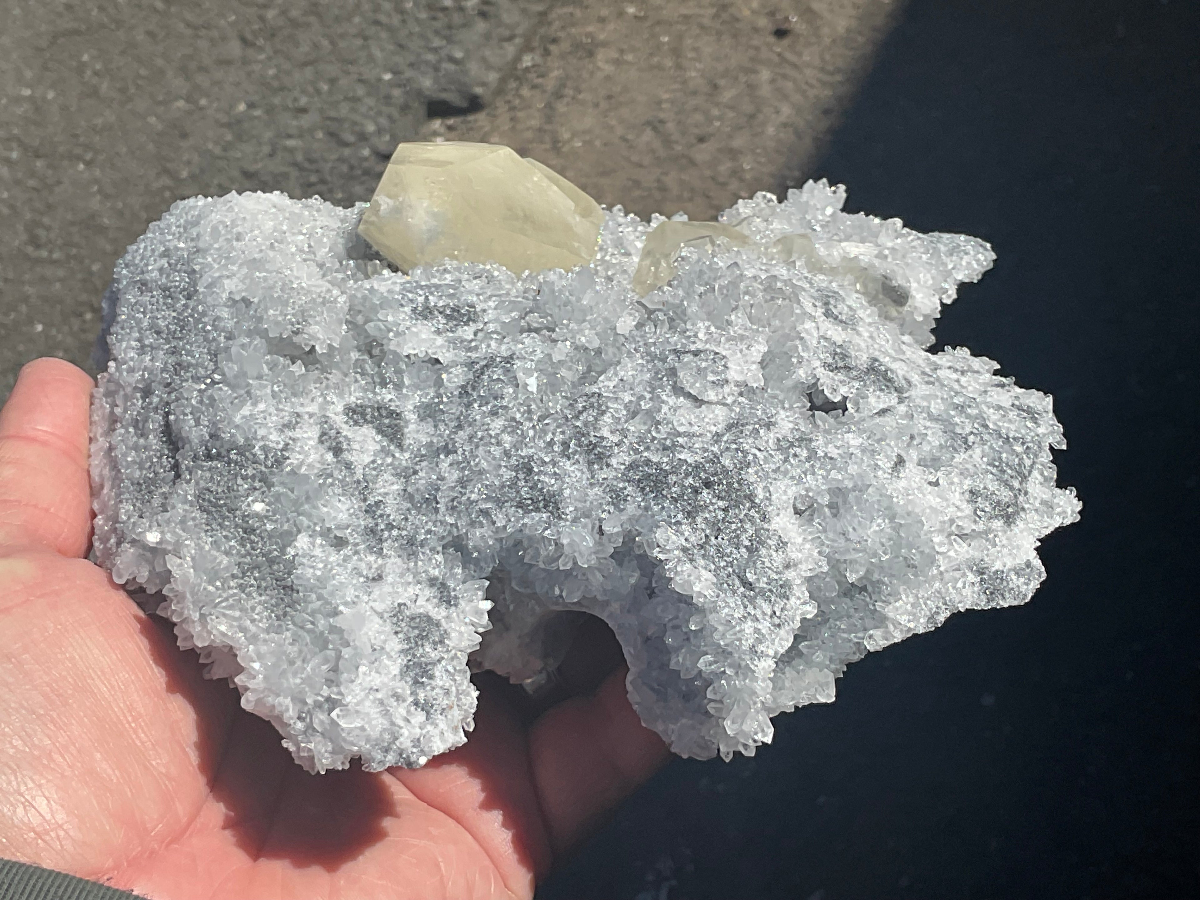 1.382kg XL Diamond Calcite on Quartz/Sphalerite Specimen
