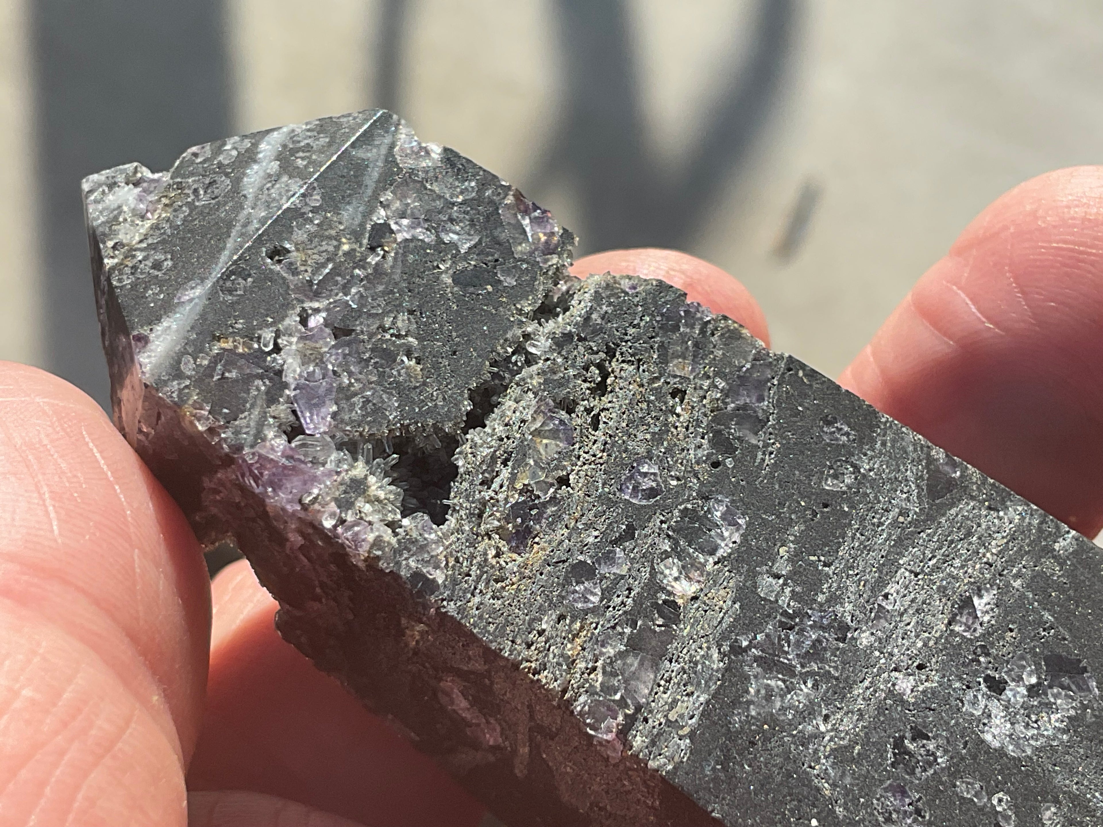 110g Chalcedony on Druzy Quartz Generator with Lavender Fluorite and Clear Quartz 4A