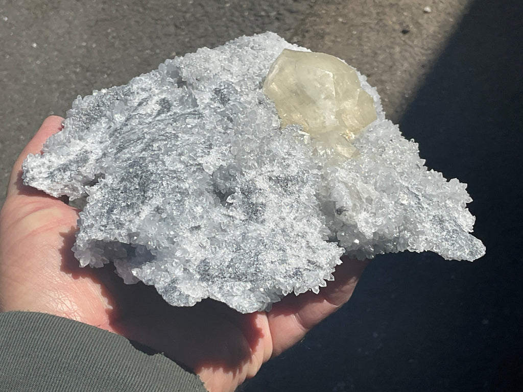 1.382kg XL Diamond Calcite on Quartz/Sphalerite Specimen
