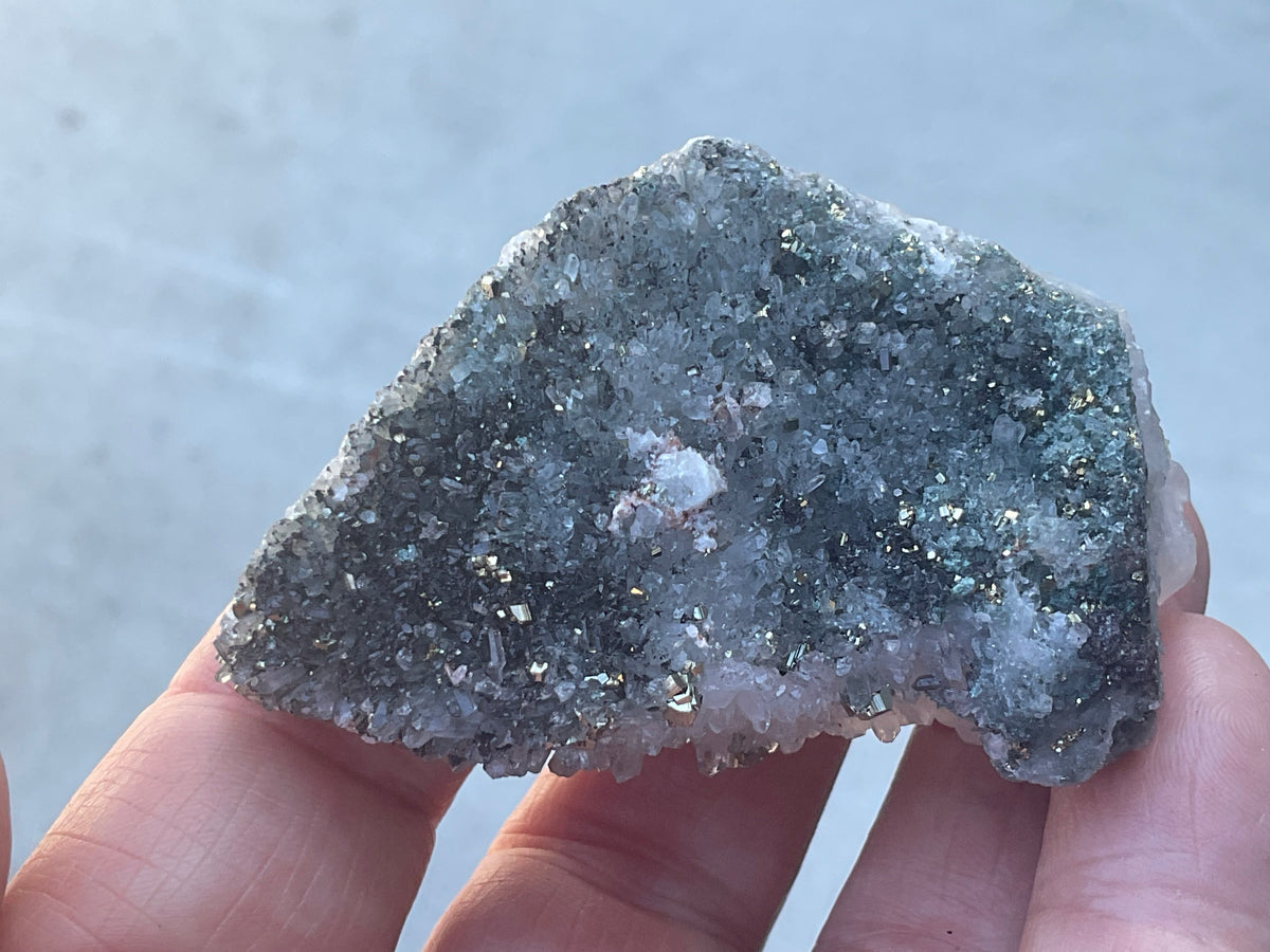 76g Quartz Cluster with Chalcopyrite and Pyrite Specimen 2A