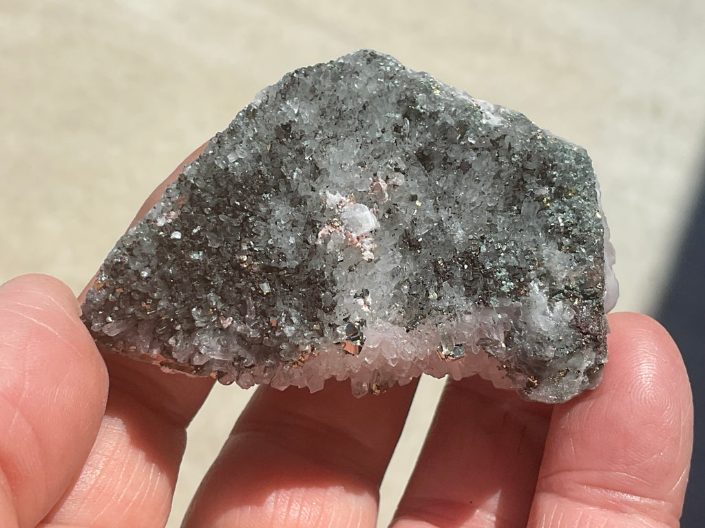 76g Quartz Cluster with Chalcopyrite and Pyrite Specimen 2A