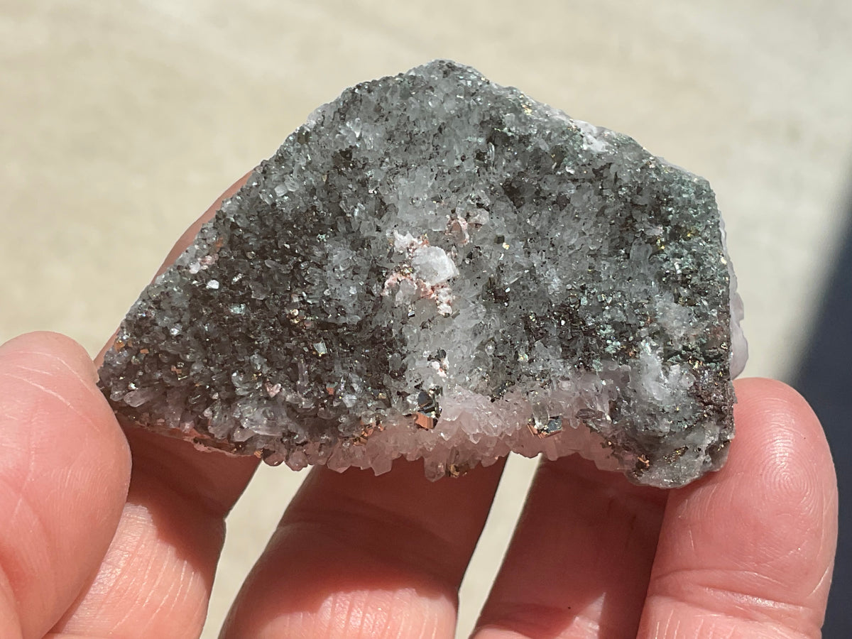76g Quartz Cluster with Chalcopyrite and Pyrite Specimen 2A