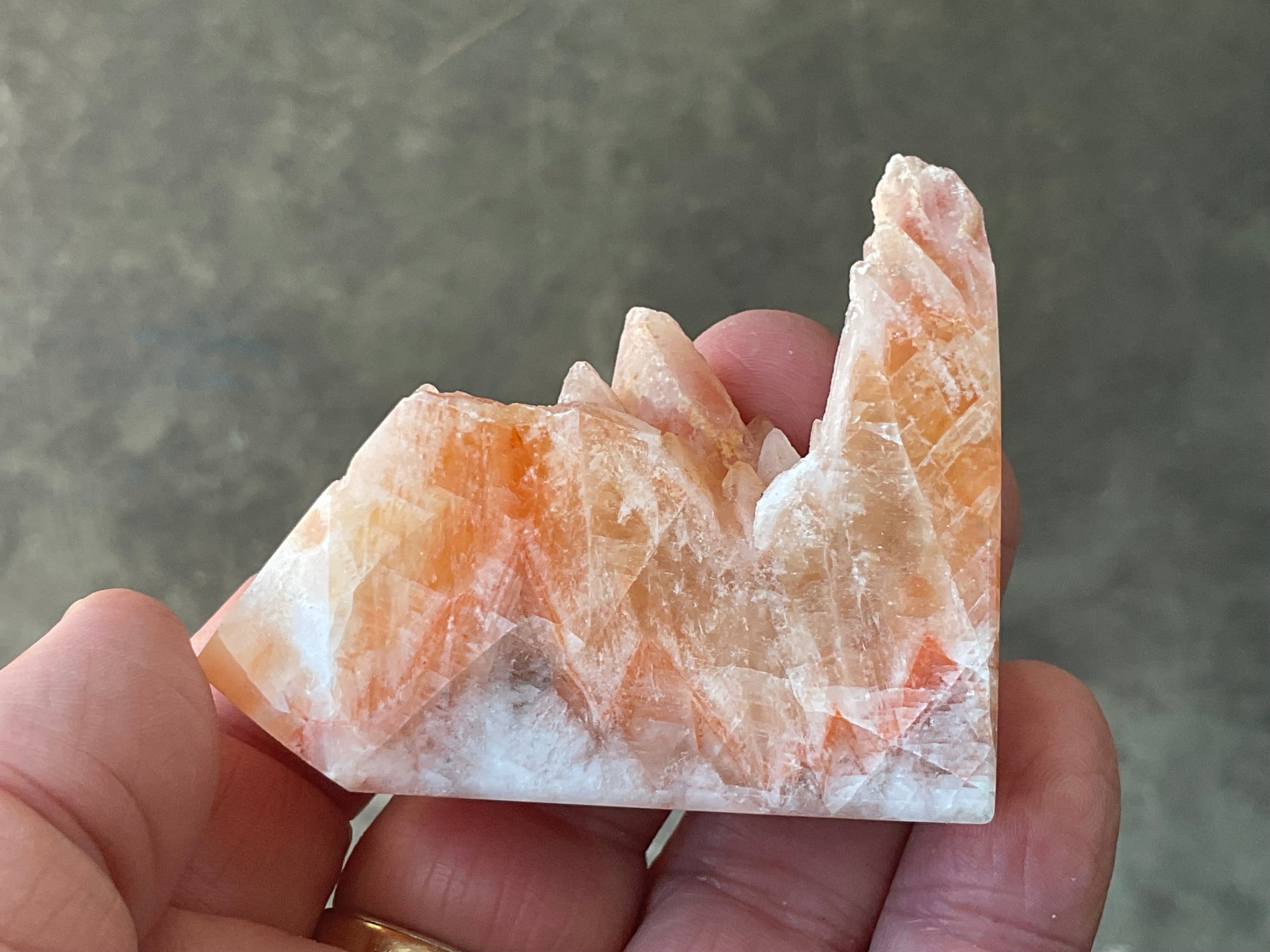 74g Orange Dog Tooth Calcite Carved Generator 1B