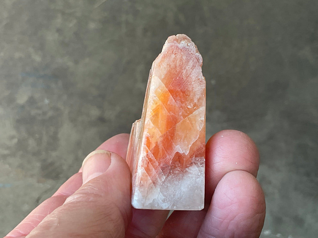74g Orange Dog Tooth Calcite Carved Generator 1B
