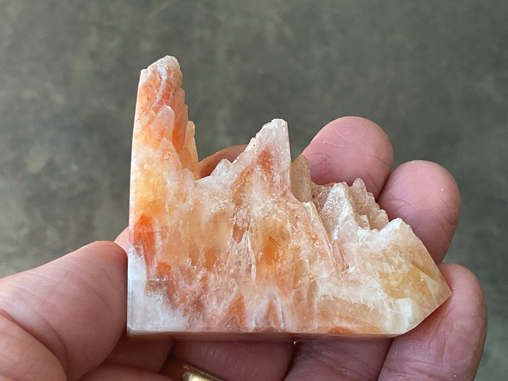 74g Orange Dog Tooth Calcite Carved Generator 1B