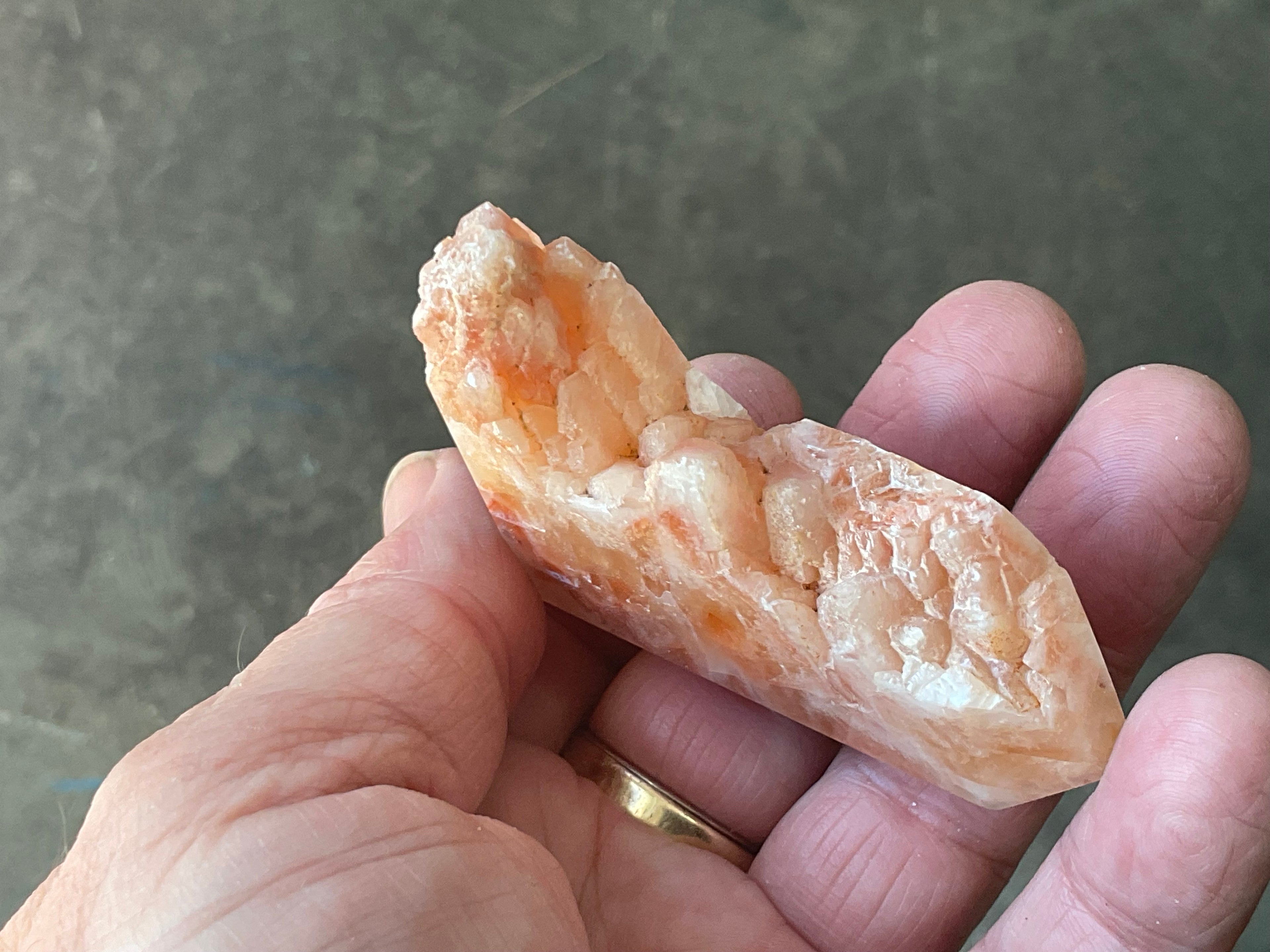74g Orange Dog Tooth Calcite Carved Generator 1B