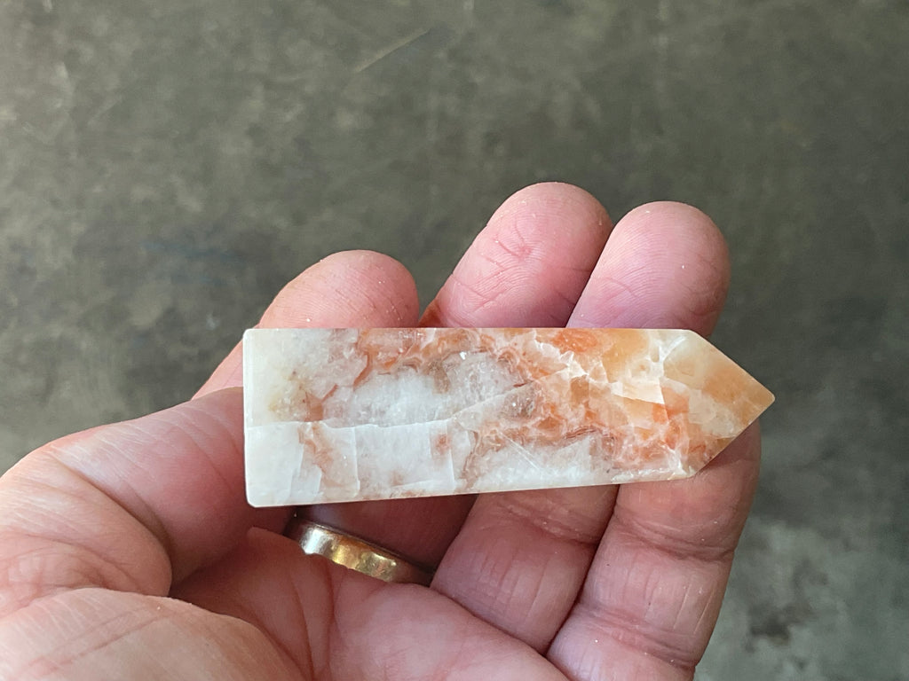 74g Orange Dog Tooth Calcite Carved Generator 1B