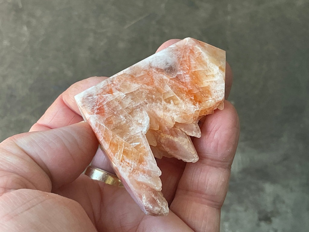 74g Orange Dog Tooth Calcite Carved Generator 1B