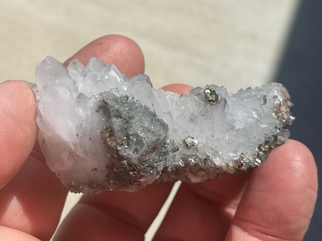 76g Quartz Cluster with Chalcopyrite and Pyrite Specimen 2A
