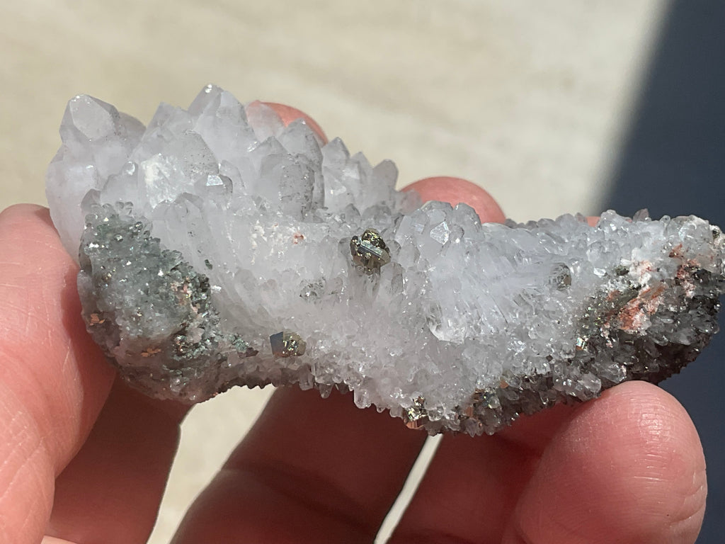 76g Quartz Cluster with Chalcopyrite and Pyrite Specimen 2A