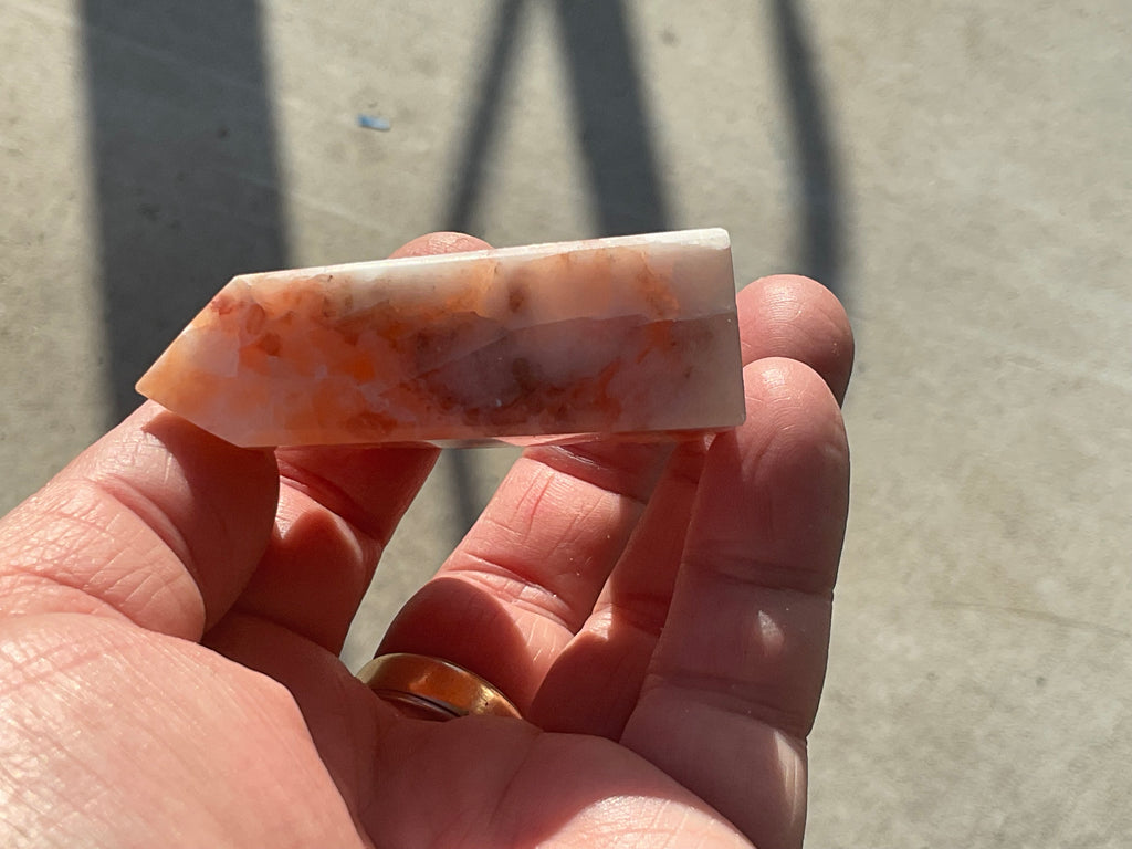 74g Orange Dog Tooth Calcite Carved Generator 1B
