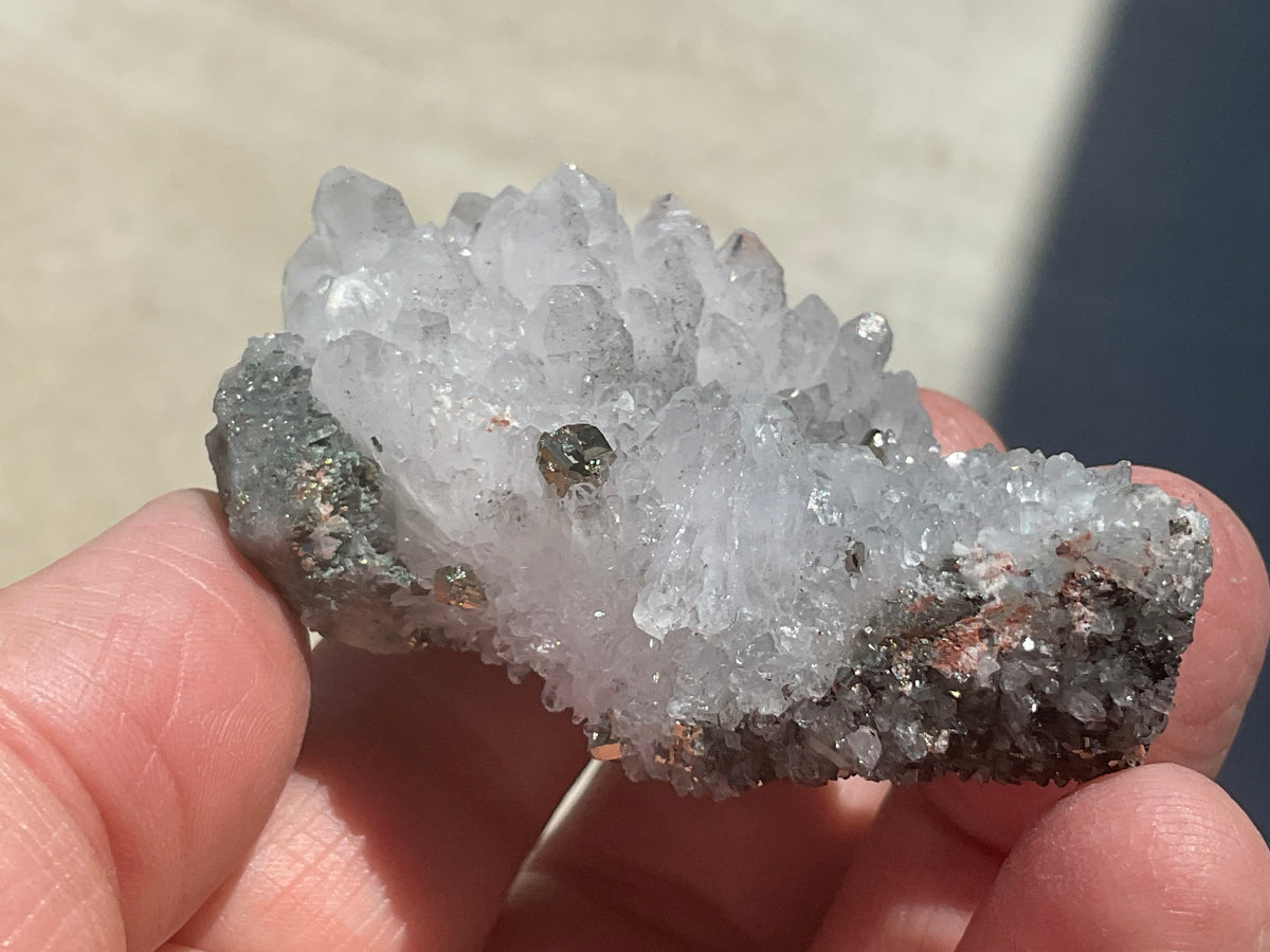 76g Quartz Cluster with Chalcopyrite and Pyrite Specimen 2A