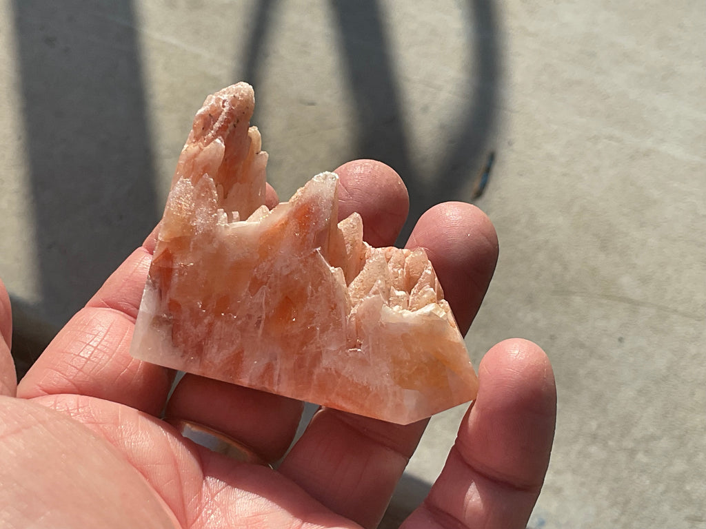 74g Orange Dog Tooth Calcite Carved Generator 1B