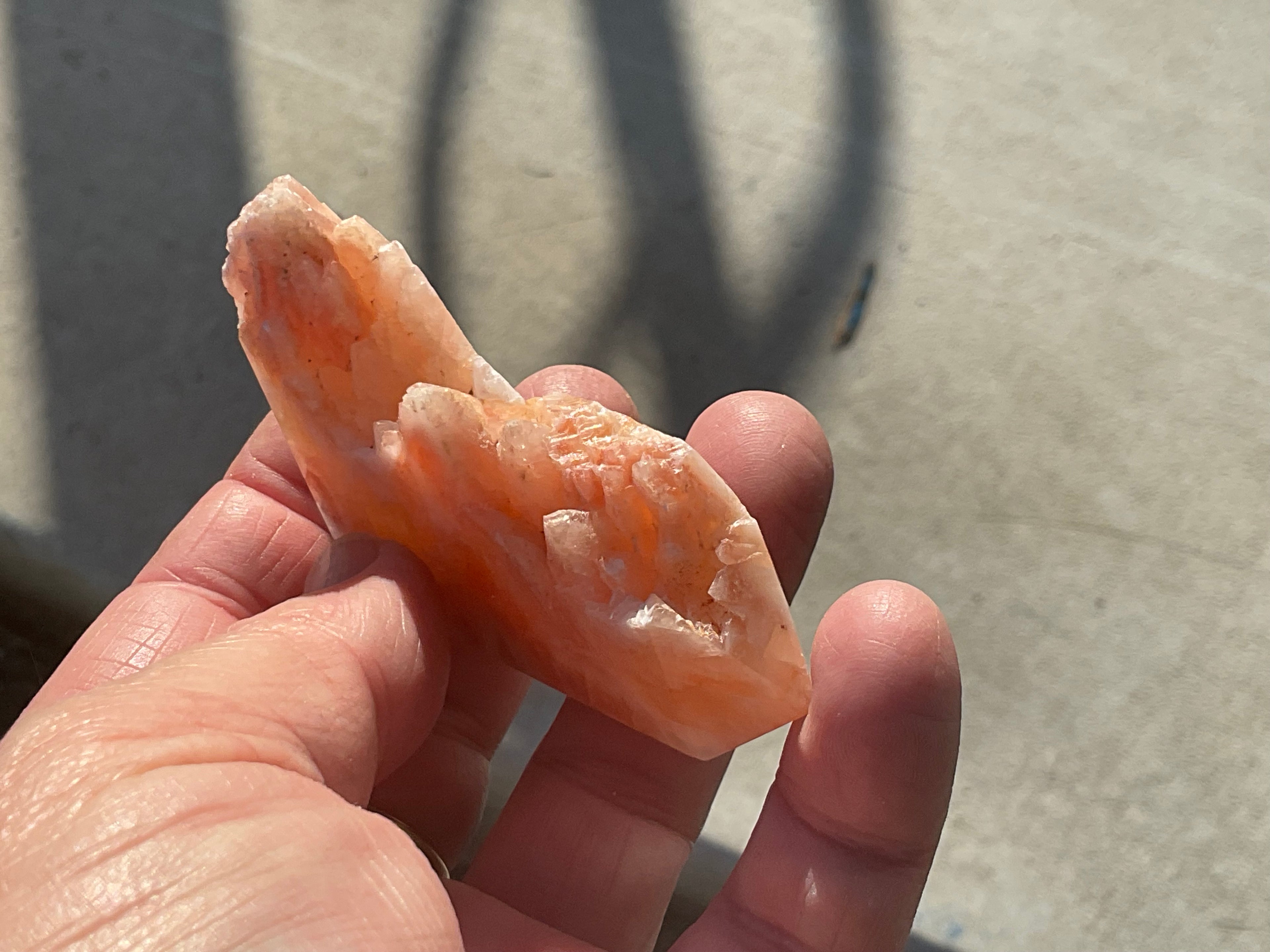 74g Orange Dog Tooth Calcite Carved Generator 1B