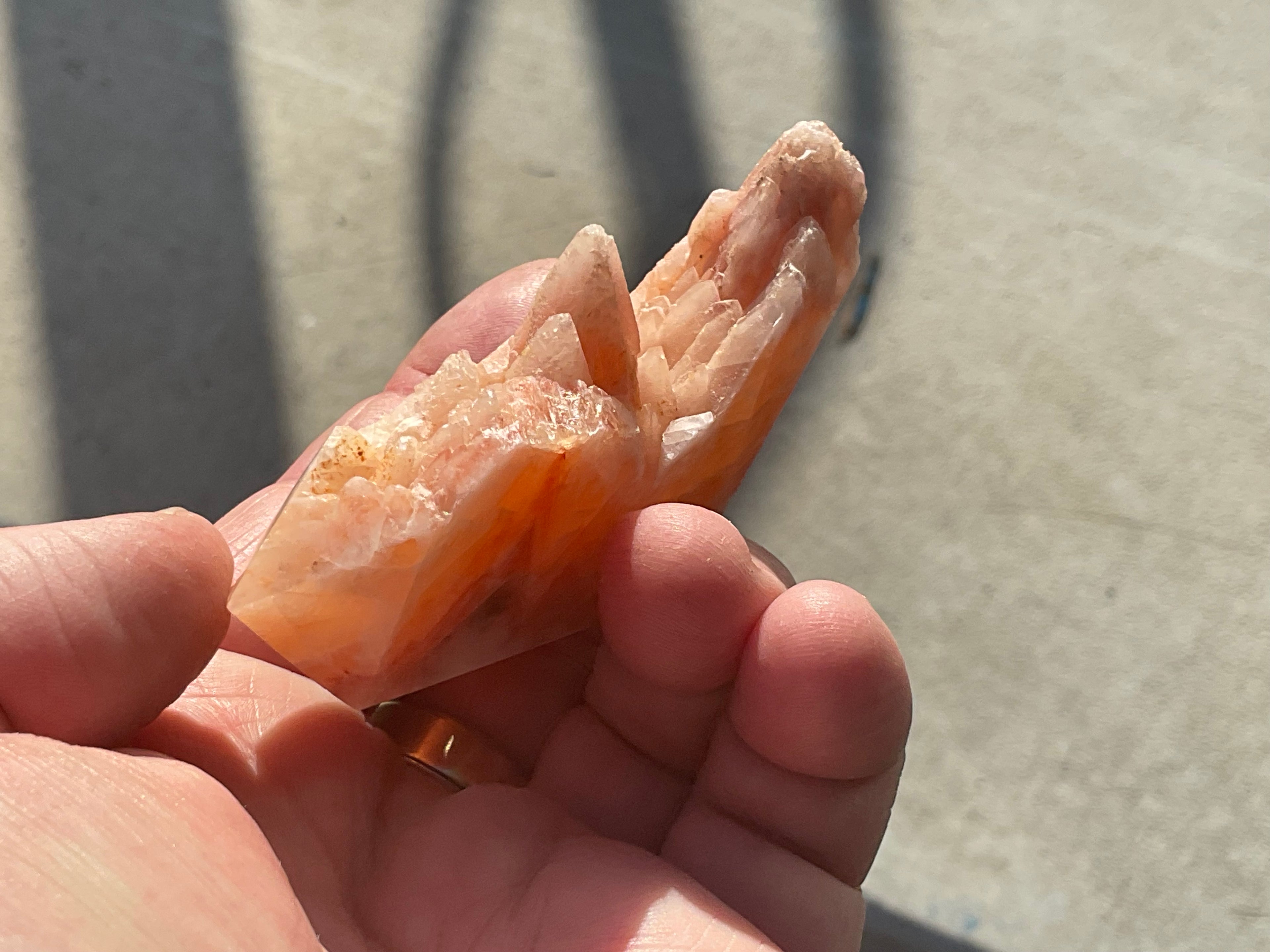 74g Orange Dog Tooth Calcite Carved Generator 1B