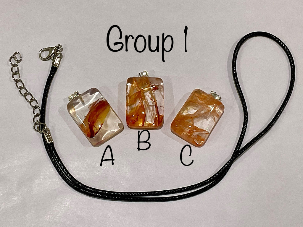 Fire Quartz Pillow Cabochon Pendant 1B