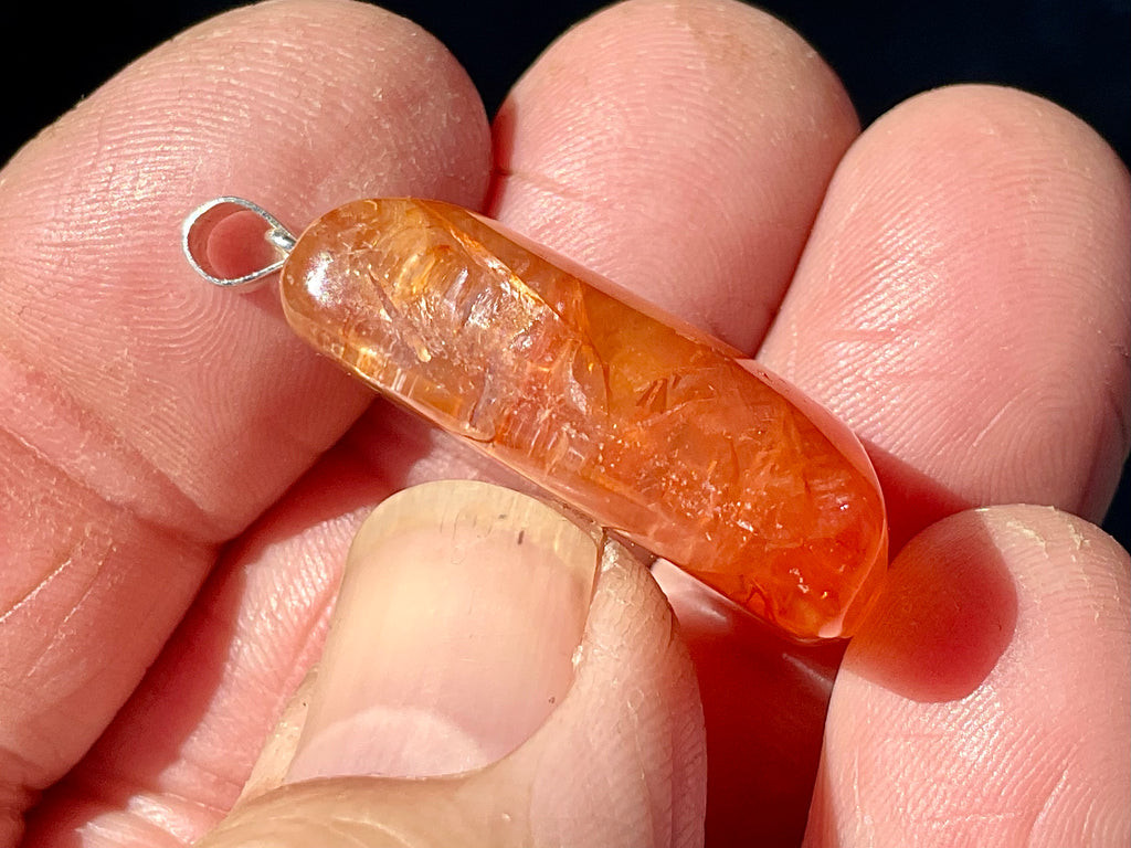 Fire Quartz Pillow Cabochon Pendant 1B