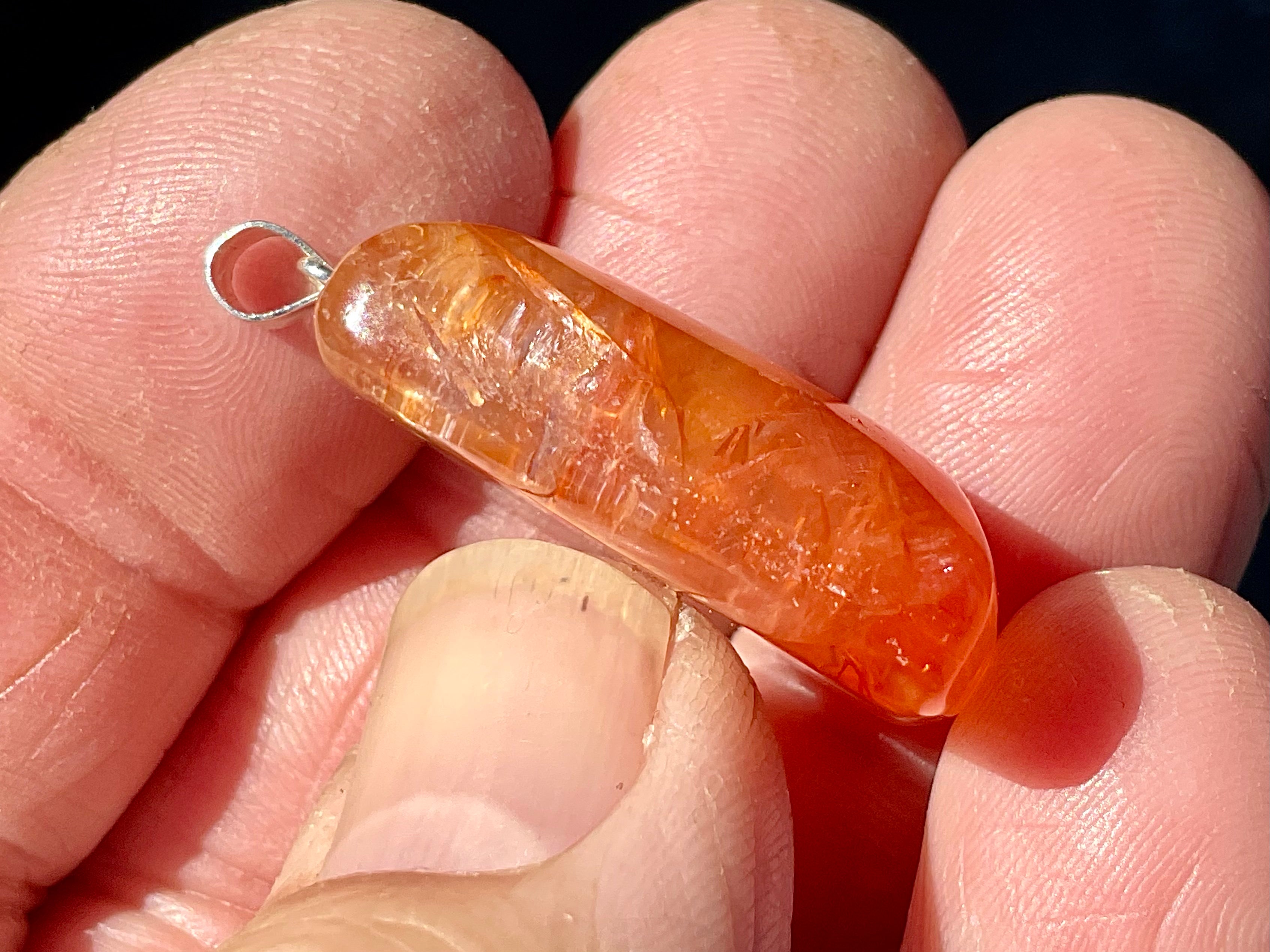 Fire Quartz Pillow Cabochon Pendant 1B
